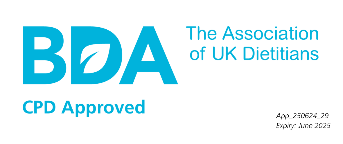British Dietetic Association CPD Approved logo - expiry June 2025